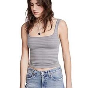 🆕 Free People Square Neckline Gray Tank Top NWT